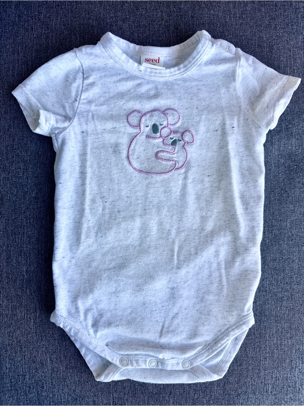 Seed Heritage White Speckle Koala Emroidered Baby One-Piece